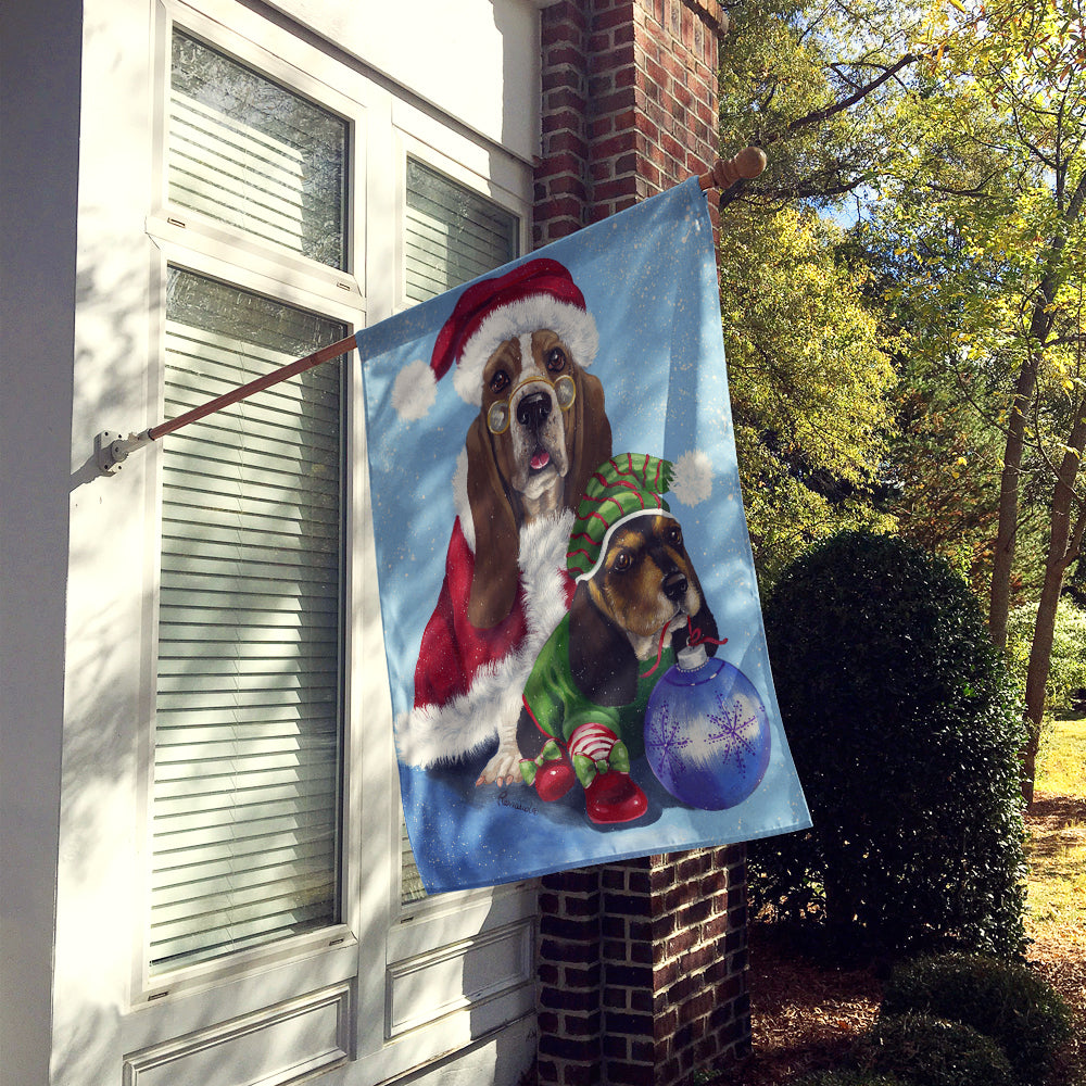 Basset Hound Santa Christmas Flag Canvas House Size PPP3012CHF