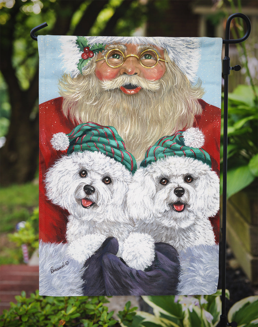 Bichon Frise Santa Christmas Flag Garden Size PPP3024GF