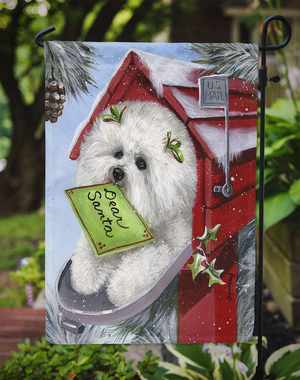 Bichon Frise Santa's List Christmas Flag Garden Size PPP3025GF