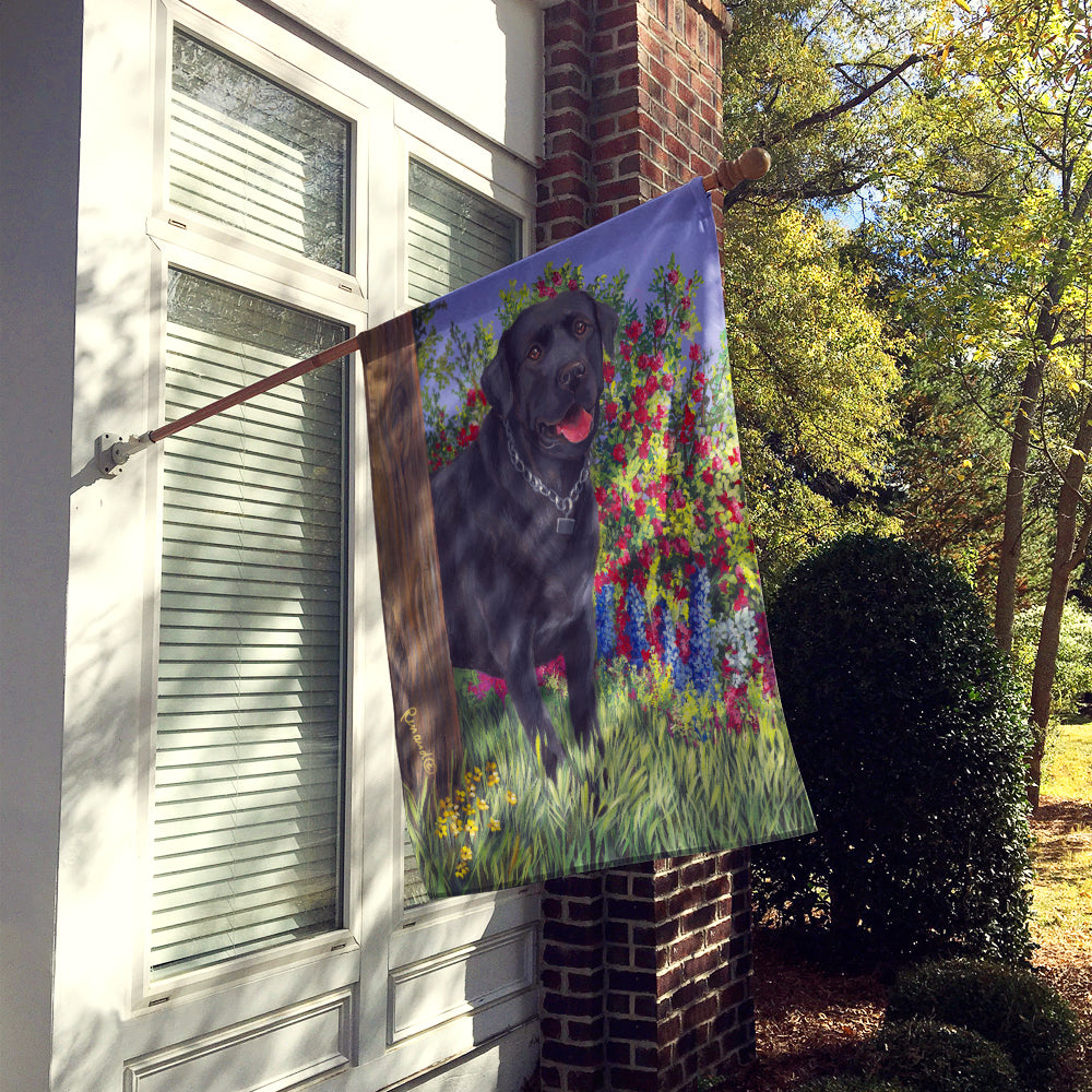 Black Labrador Retriever Flag Canvas House Size PPP3028CHF