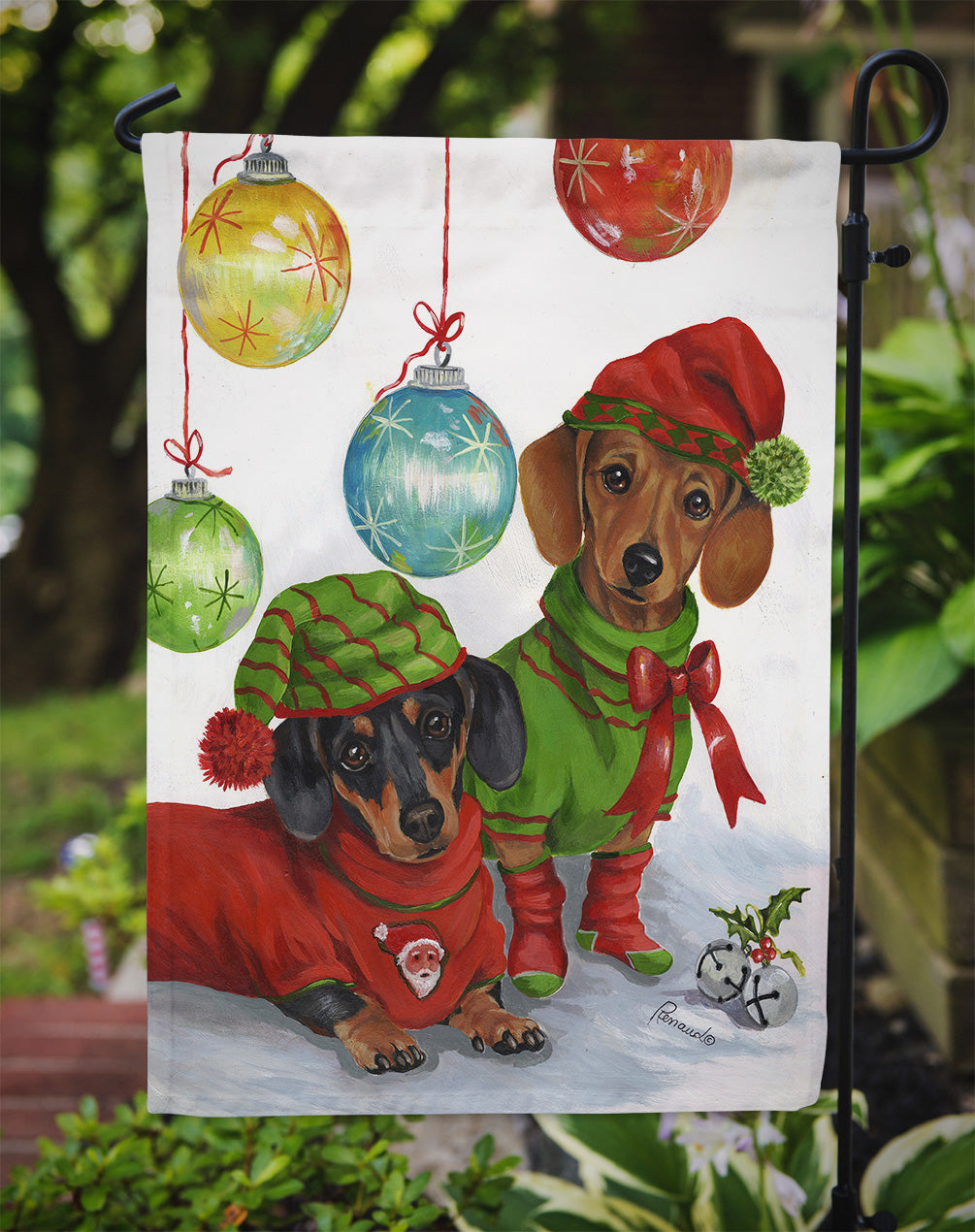 Dachshund Christmas Jingle Flag Garden Size PPP3085GF