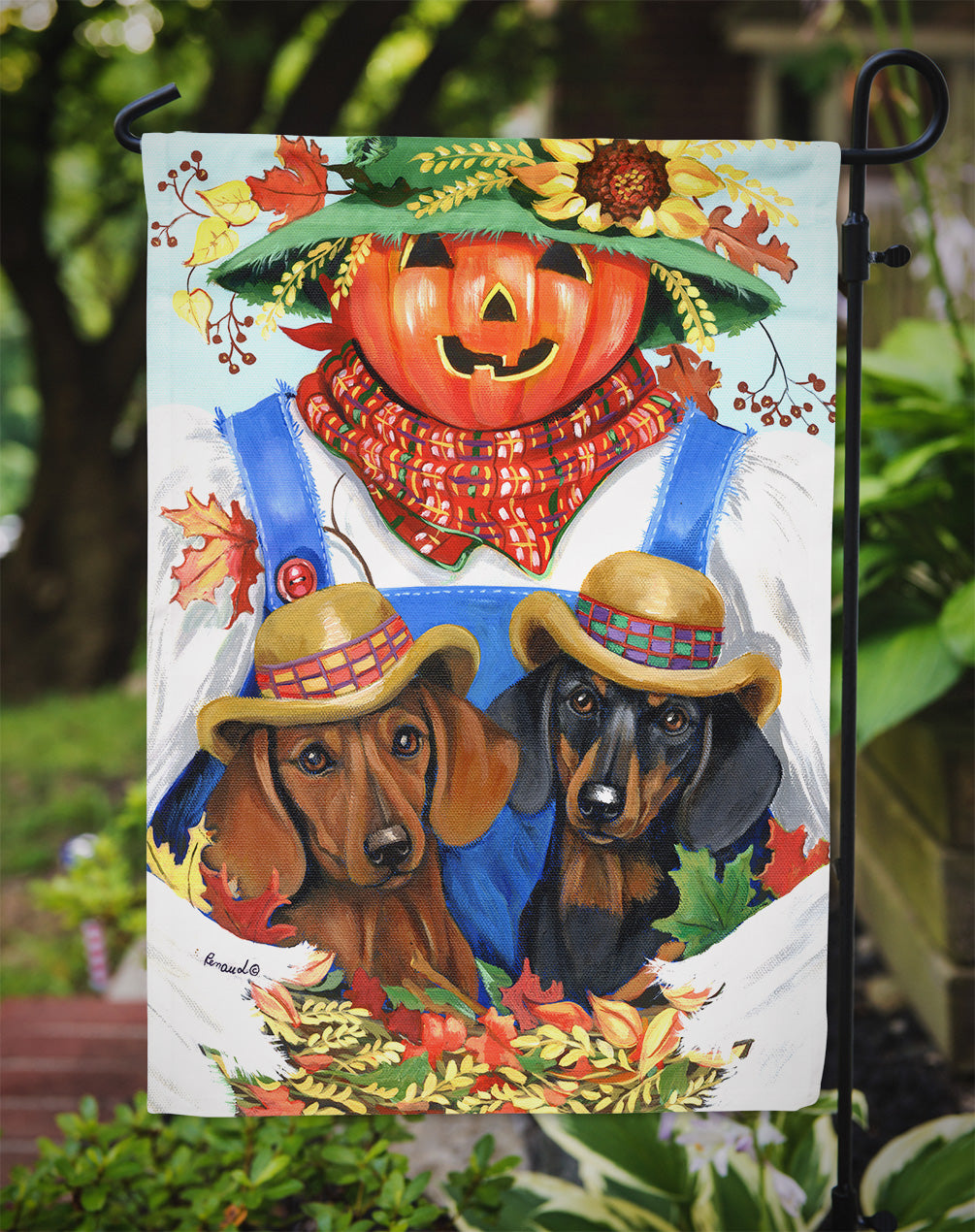 Dachshund Fall Scarecrow Flag Garden Size PPP3086GF