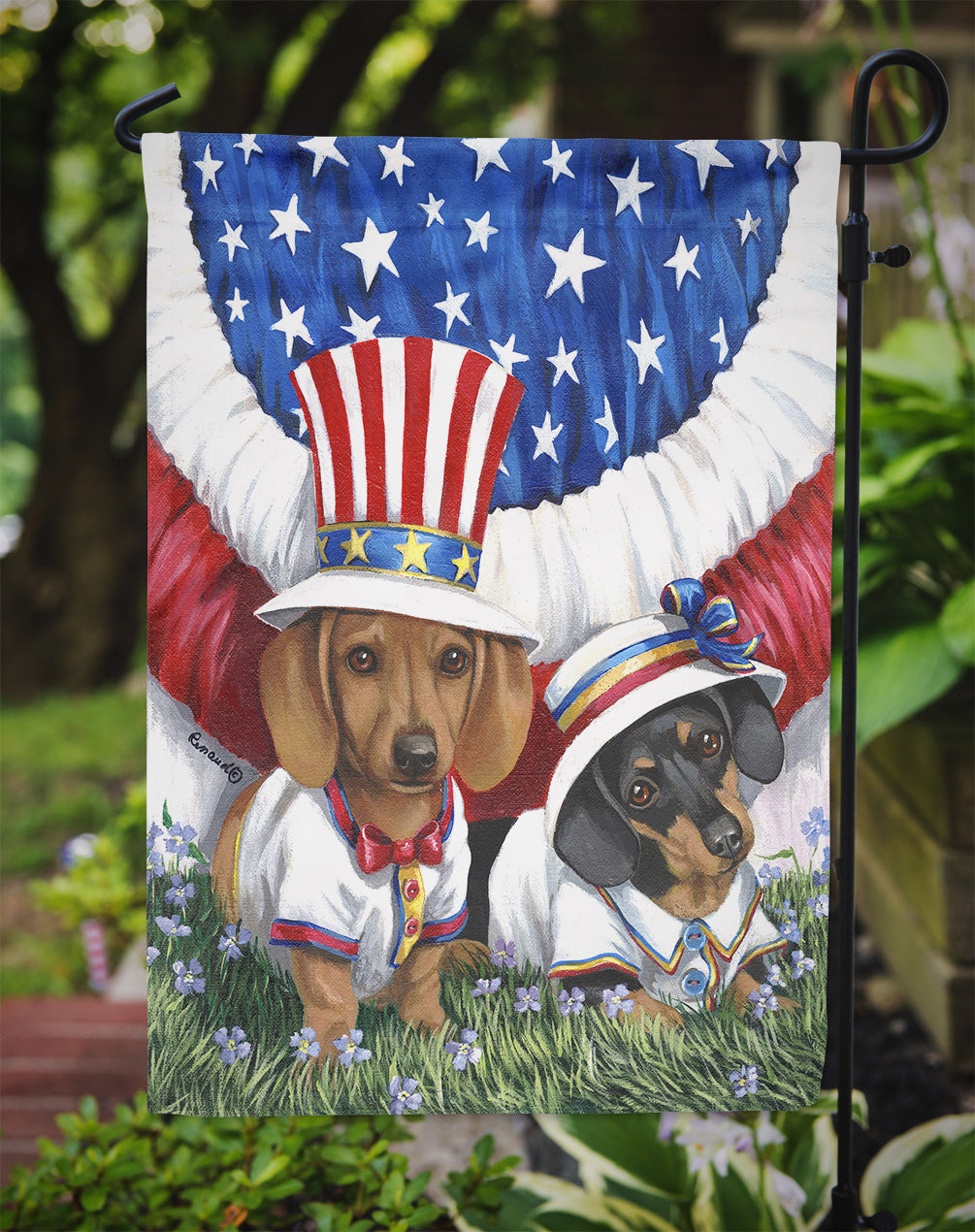 Dachshund USA Flag Garden Size PPP3088GF