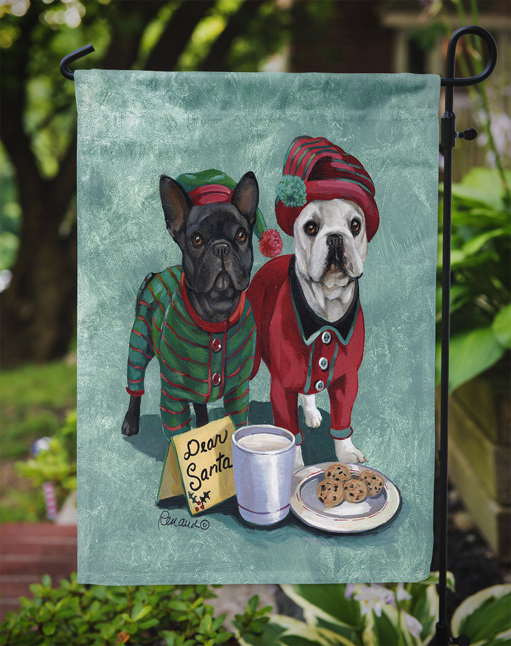 French Bulldog Christmas PJs Flag Garden Size PPP3097GF