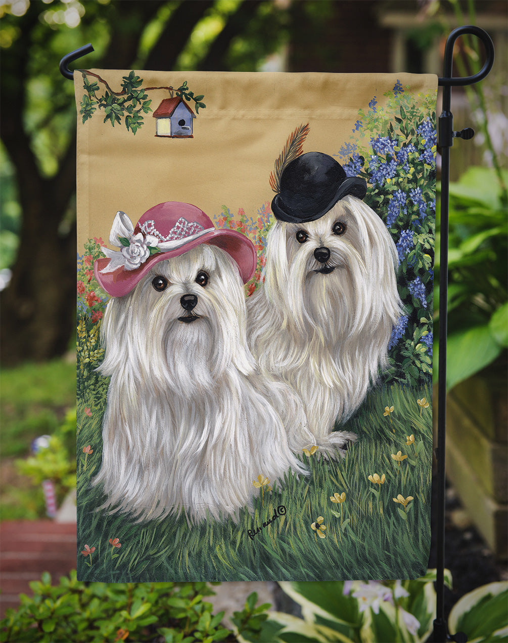 Maltese Mr & Mrs Flag Garden Size PPP3112GF