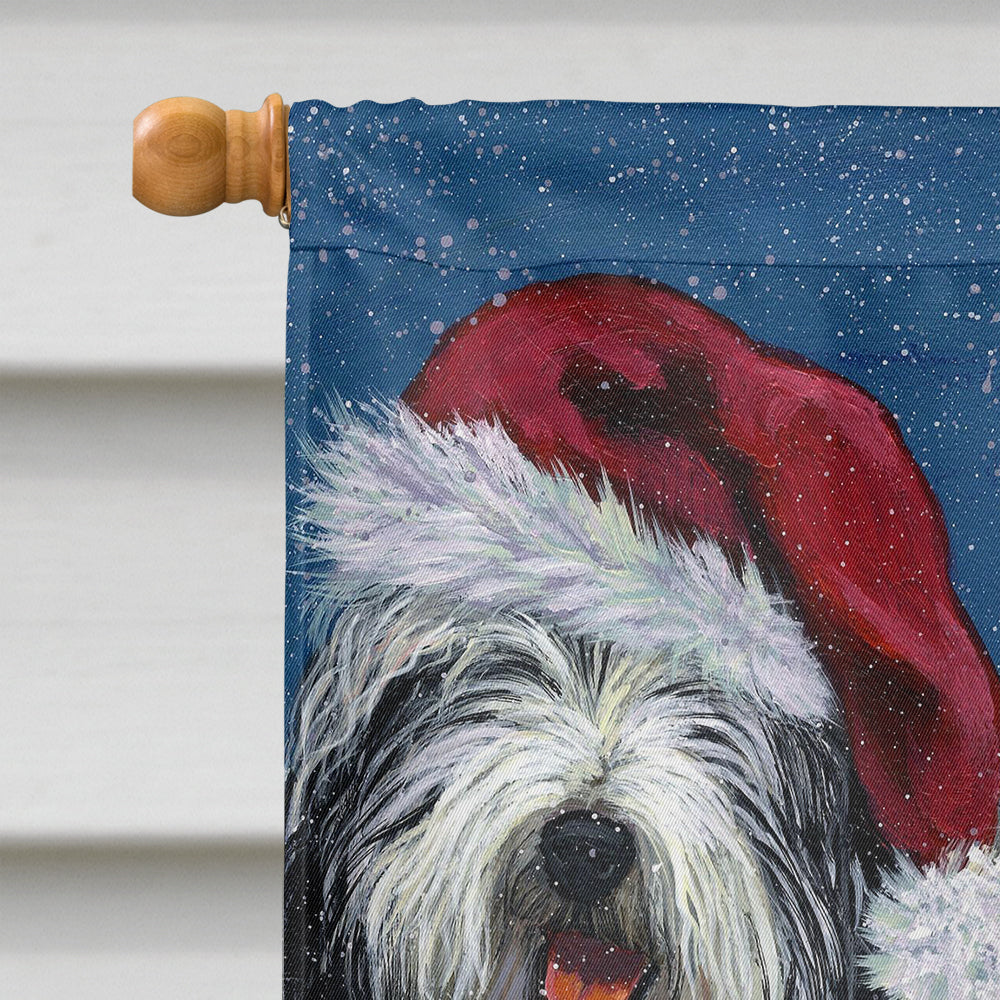Old English Sheepdog Christmas Snow Flag Canvas House Size PPP3120CHF