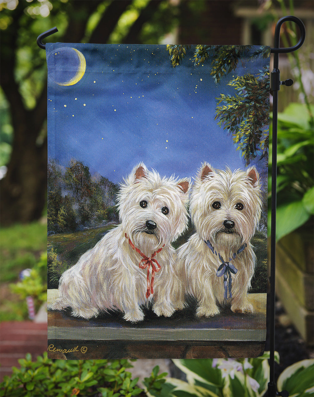 Westie Moonlight Stroll Flag Garden Size PPP3122GF