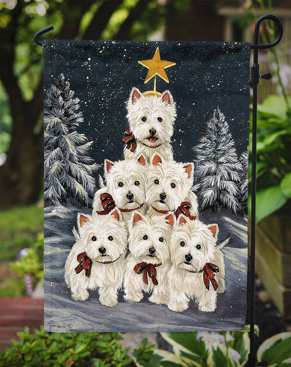 Westie Christmas Family Tree Flag Garden Size PPP3130GF