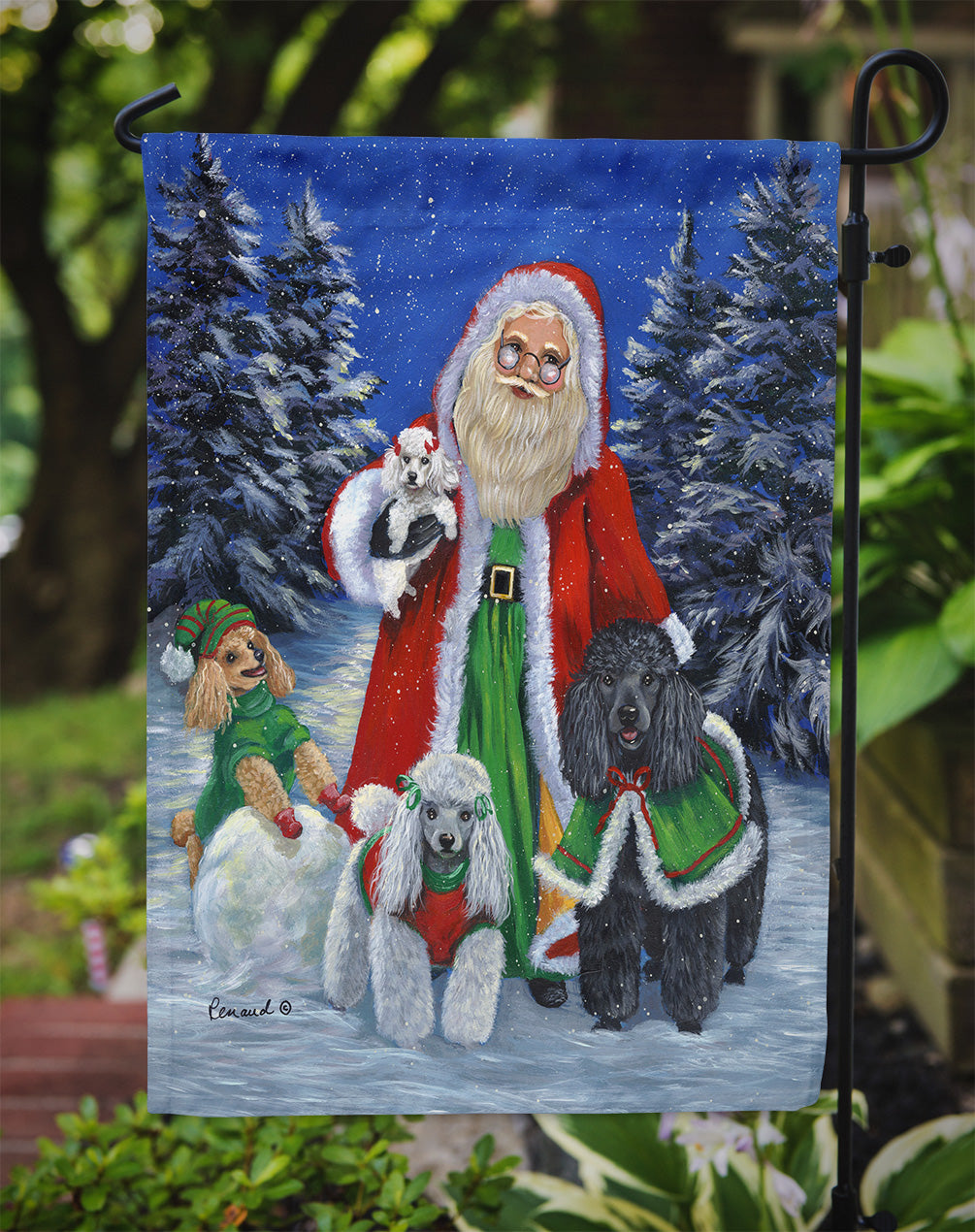 Poodle Christmas Santa Flag Garden Size PPP3150GF