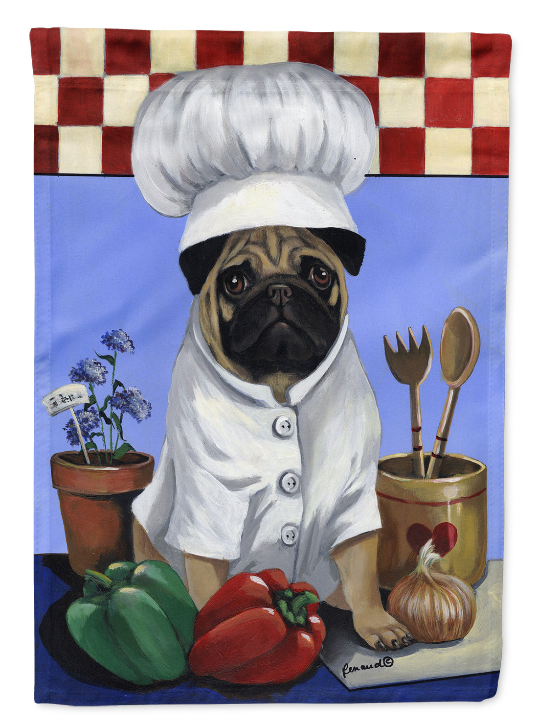 Buy this Pug Veggie Chef Flag Canvas House Size PPP3155CHF