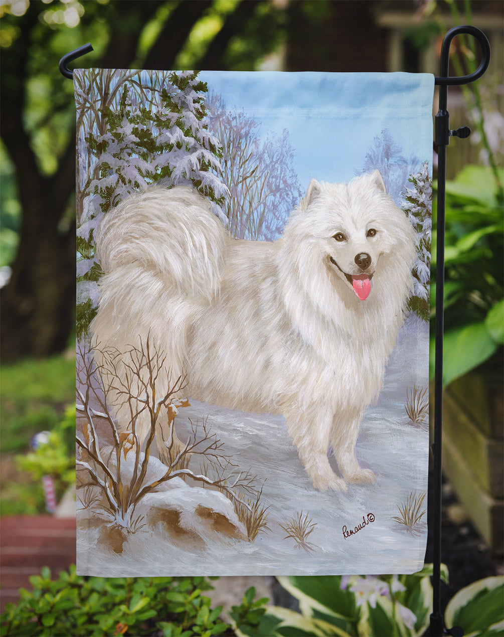 Samoyed Happiness Flag Garden Size PPP3157GF