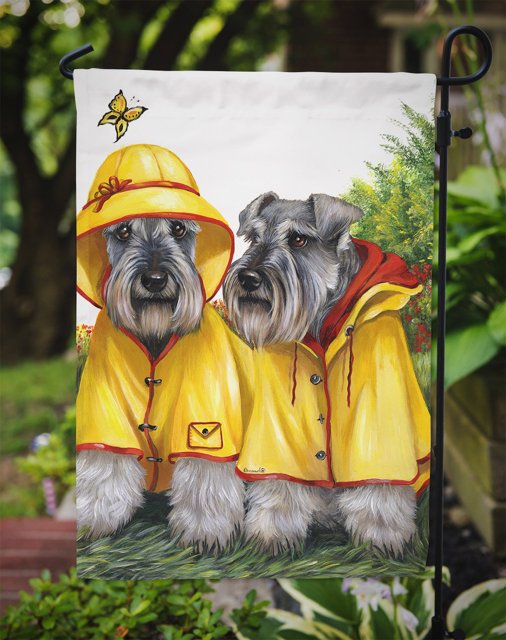 Schnauzer Rain Gear Flag Garden Size PPP3164GF