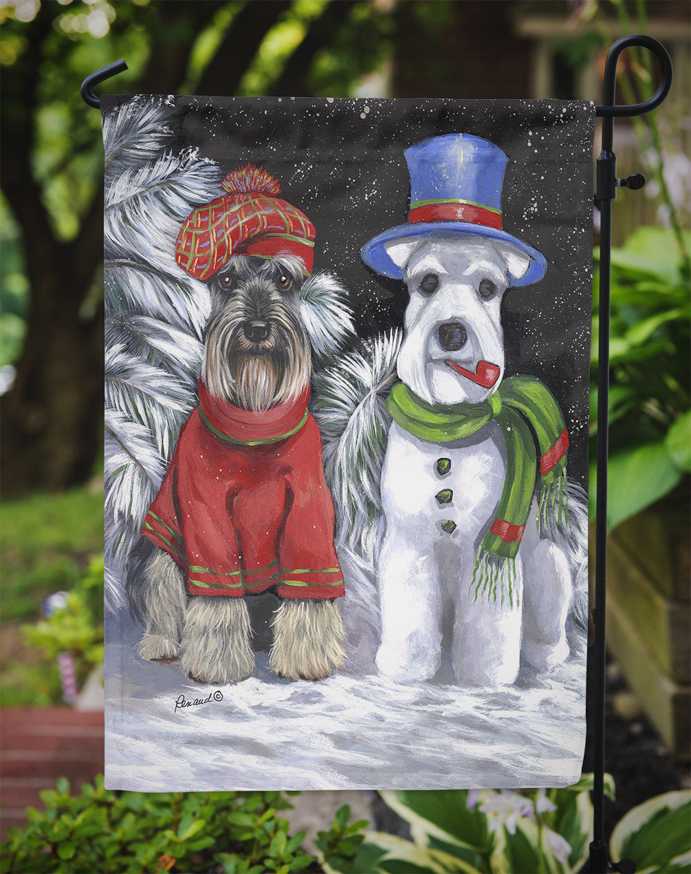 Schnauzer Christmas Snow Dog Flag Garden Size PPP3165GF