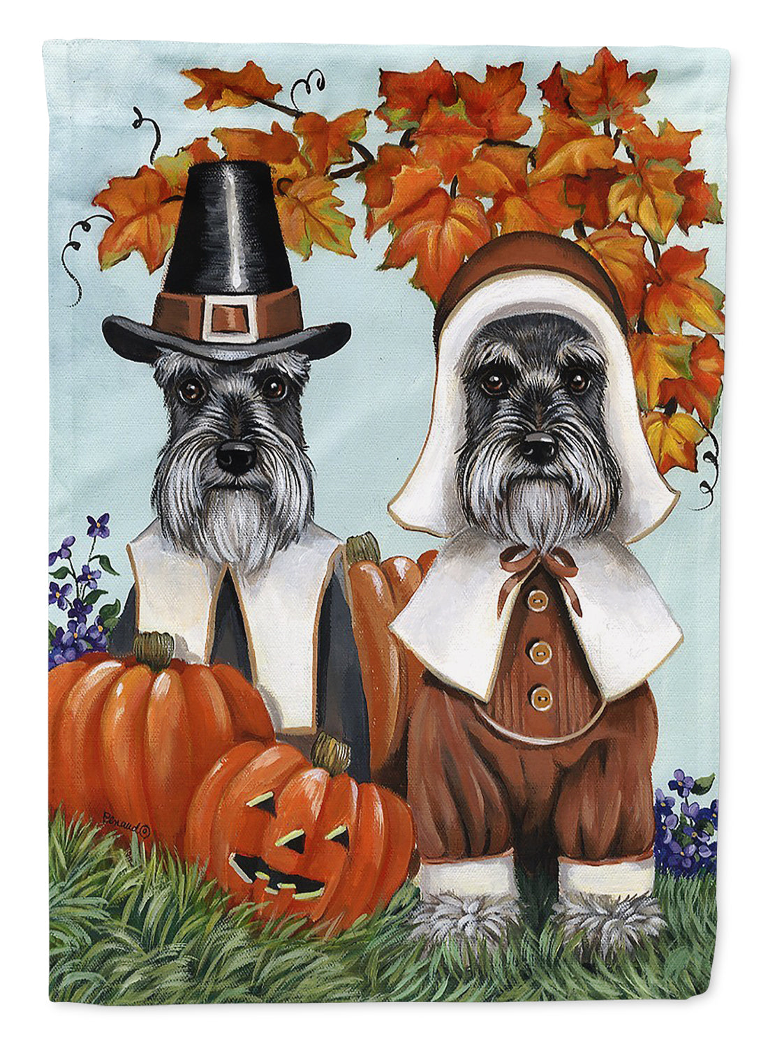 Buy this Schnauzer Thanksgiving Pilgrims Flag Garden Size PPP3167GF