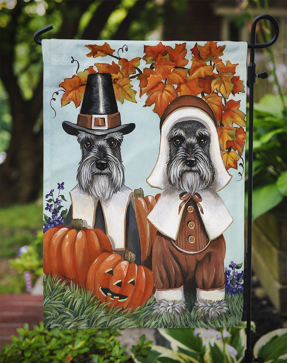 Schnauzer Thanksgiving Pilgrims Flag Garden Size PPP3167GF