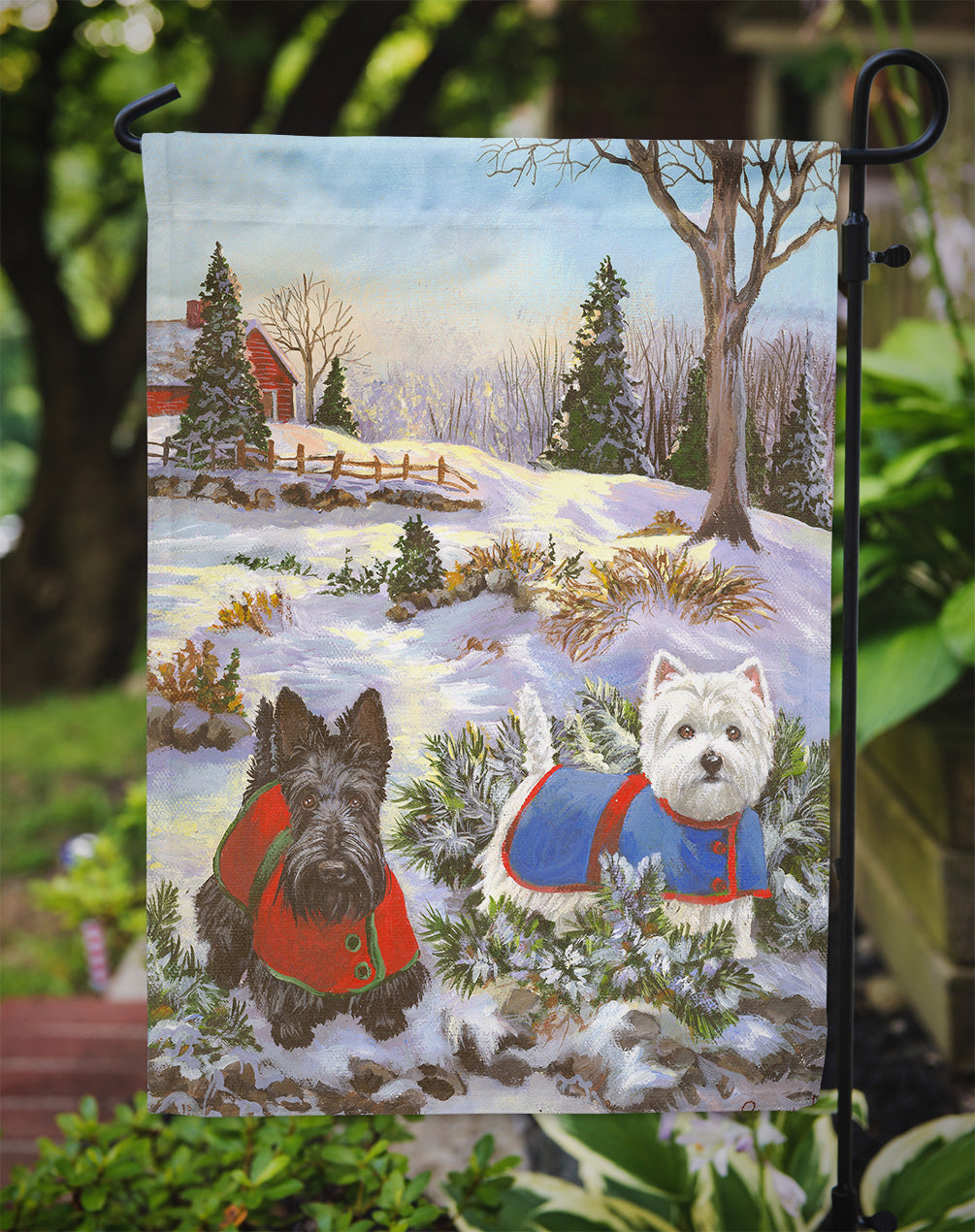 Scottie and Westie Christmas Pine Hill Flag Garden Size PPP3170GF