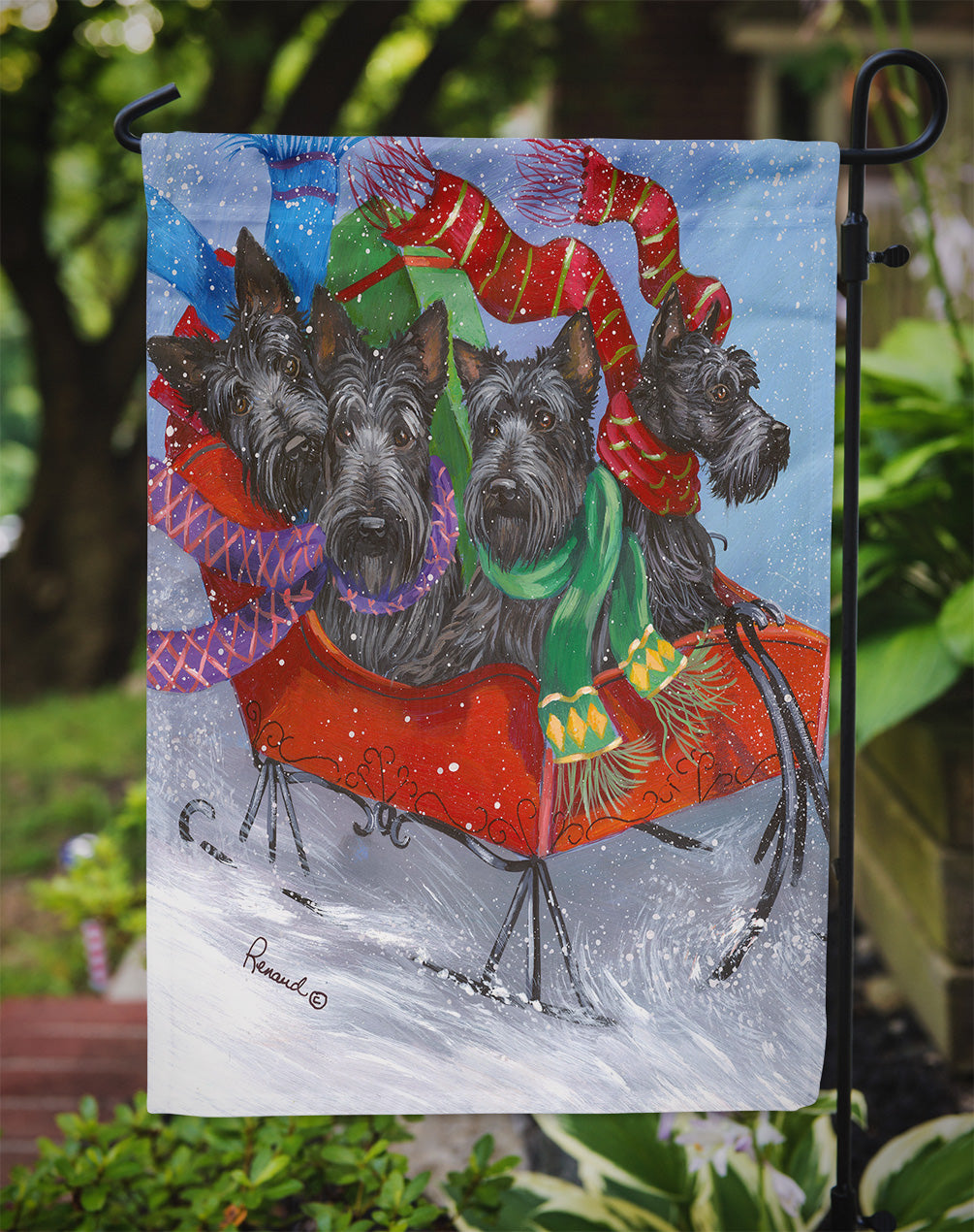 Scottie Christmas Dashing Flag Garden Size PPP3174GF