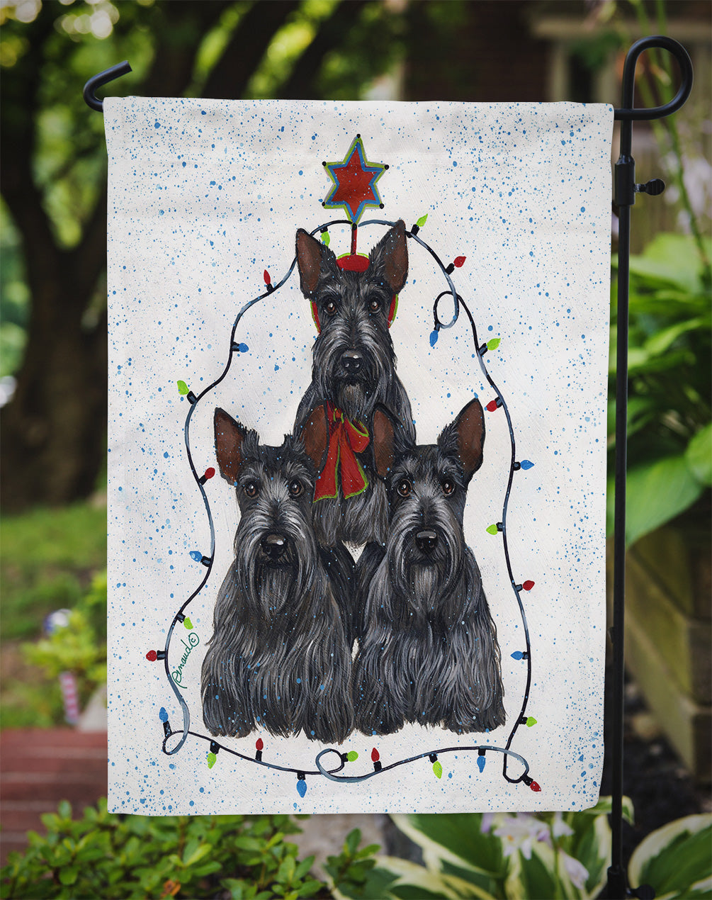 Scottie Christmas Family Tree Flag Garden Size PPP3176GF