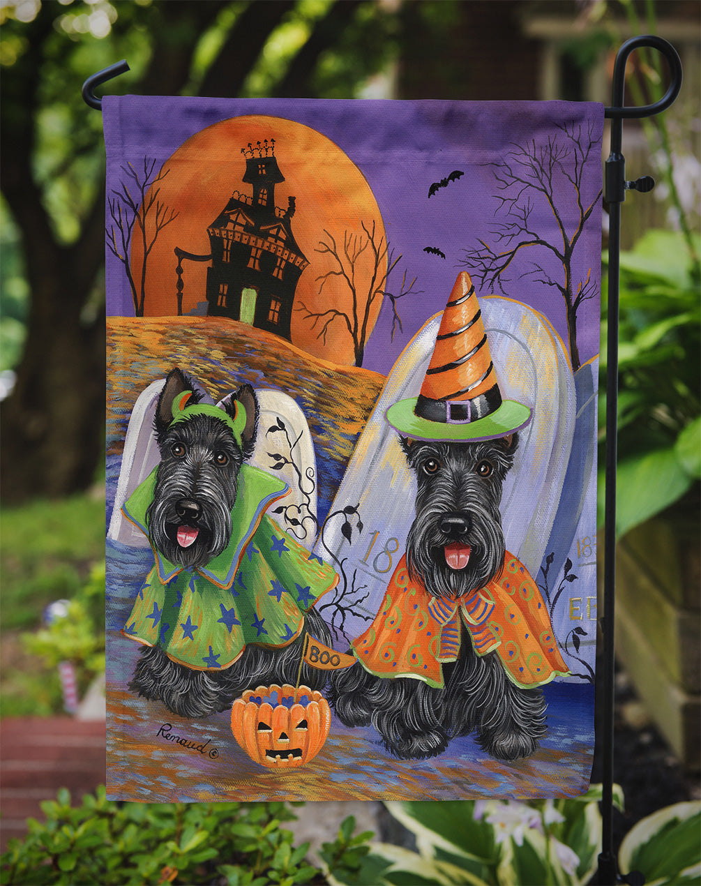 Scottie Halloween Haunted House Flag Garden Size PPP3177GF