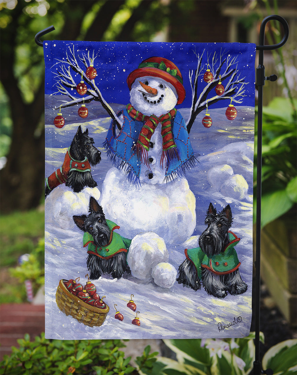 Scottie Christmas Snowman Flag Garden Size PPP3184GF