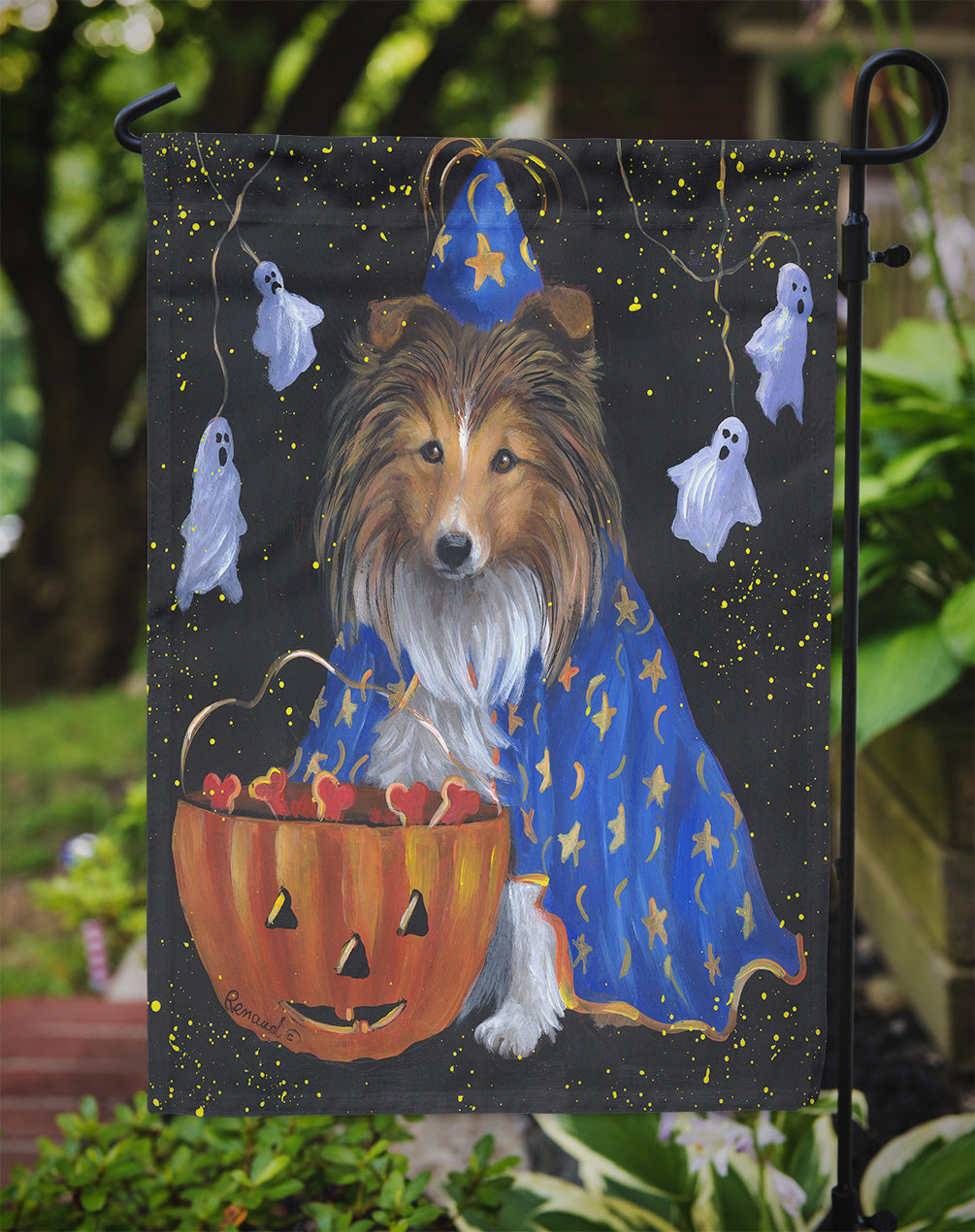 Sheltie Halloween Witch Flag Garden Size PPP3186GF