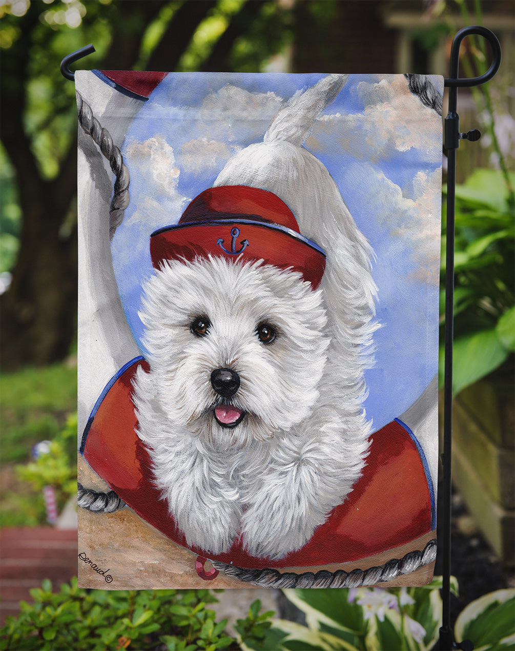 Westie Ahoy Sailor Flag Garden Size PPP3197GF