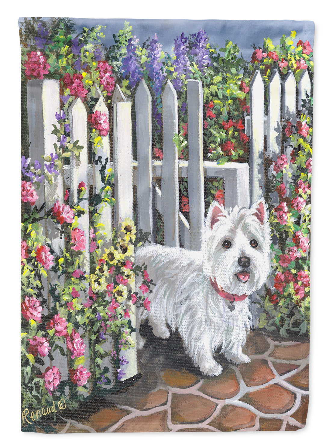 Buy this Westie At the Gate Flag Canvas House Size PPP3199CHF