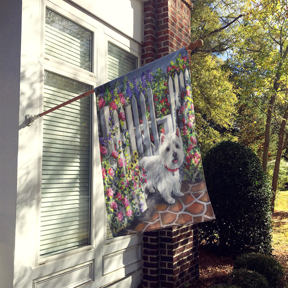 Westie At the Gate Flag Canvas House Size PPP3199CHF