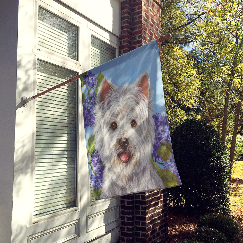 Westie Hydrangea Flag Canvas House Size PPP3210CHF