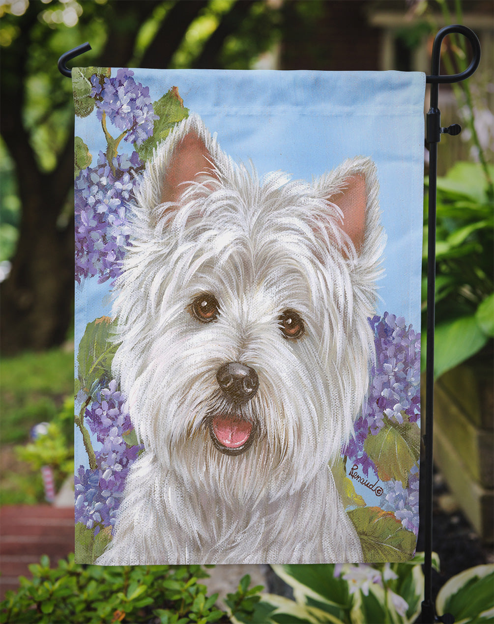 Westie Hydrangea Flag Garden Size PPP3210GF