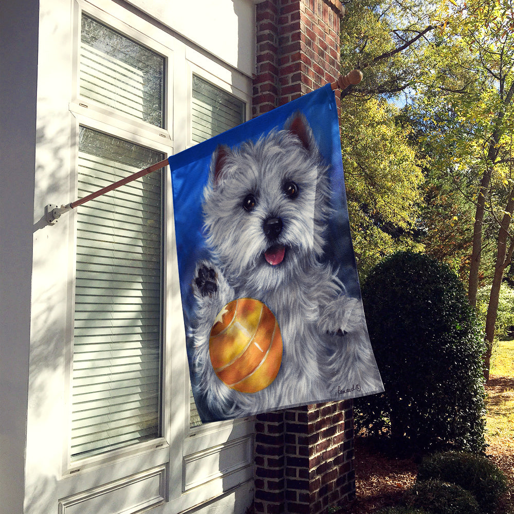 Westie Play Ball Flag Canvas House Size PPP3223CHF
