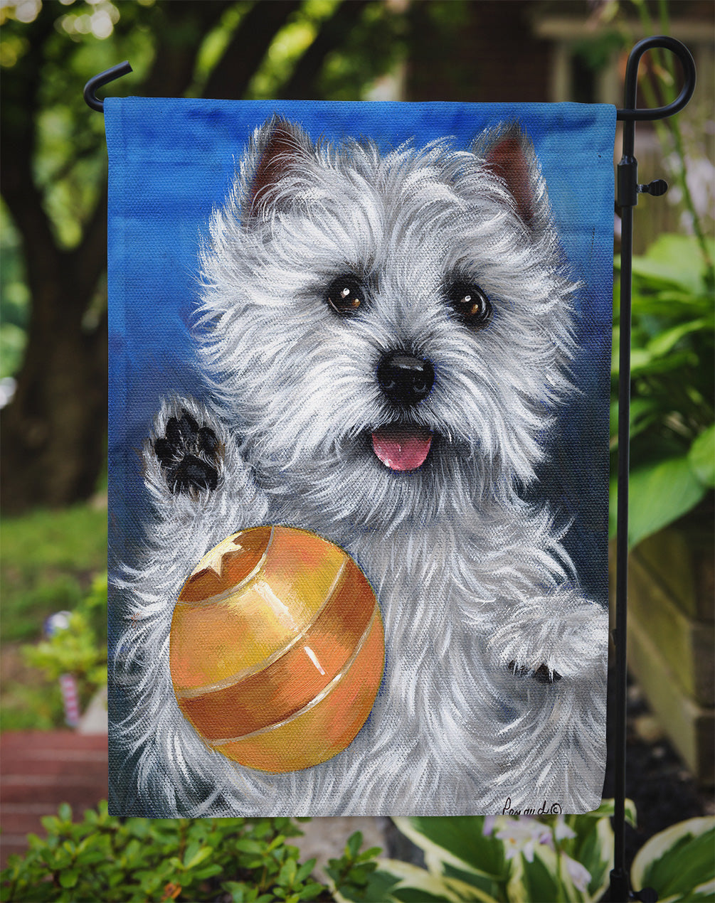 Westie Play Ball Flag Garden Size PPP3223GF