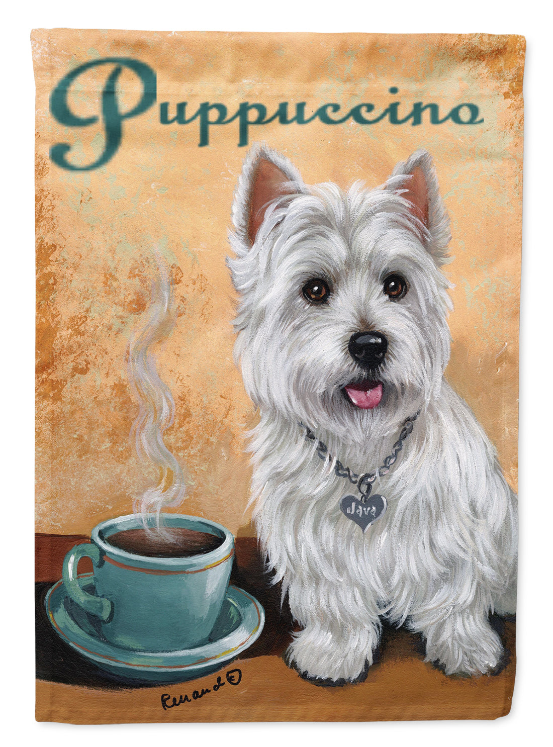 Buy this Westie Puppuccino Flag Canvas House Size PPP3225CHF