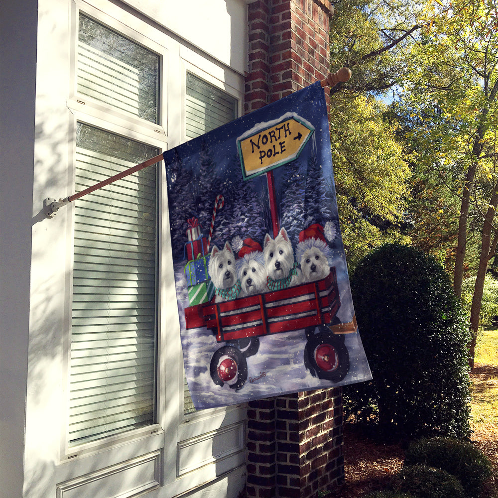 Westie Christmas Red Wagon Flag Canvas House Size PPP3227CHF