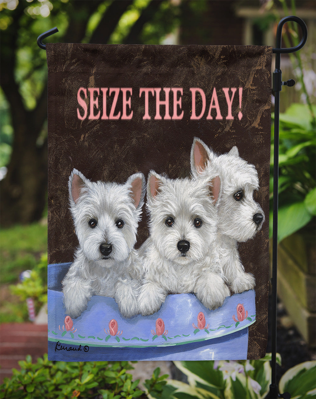 Westie Seize the Day Flag Garden Size PPP3232GF