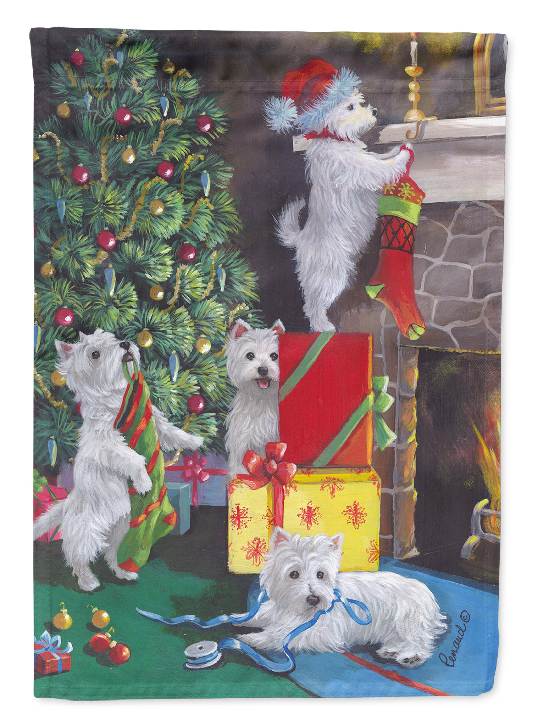 Buy this Westie Christmas Decorating Flag Canvas House Size PPP3233CHF