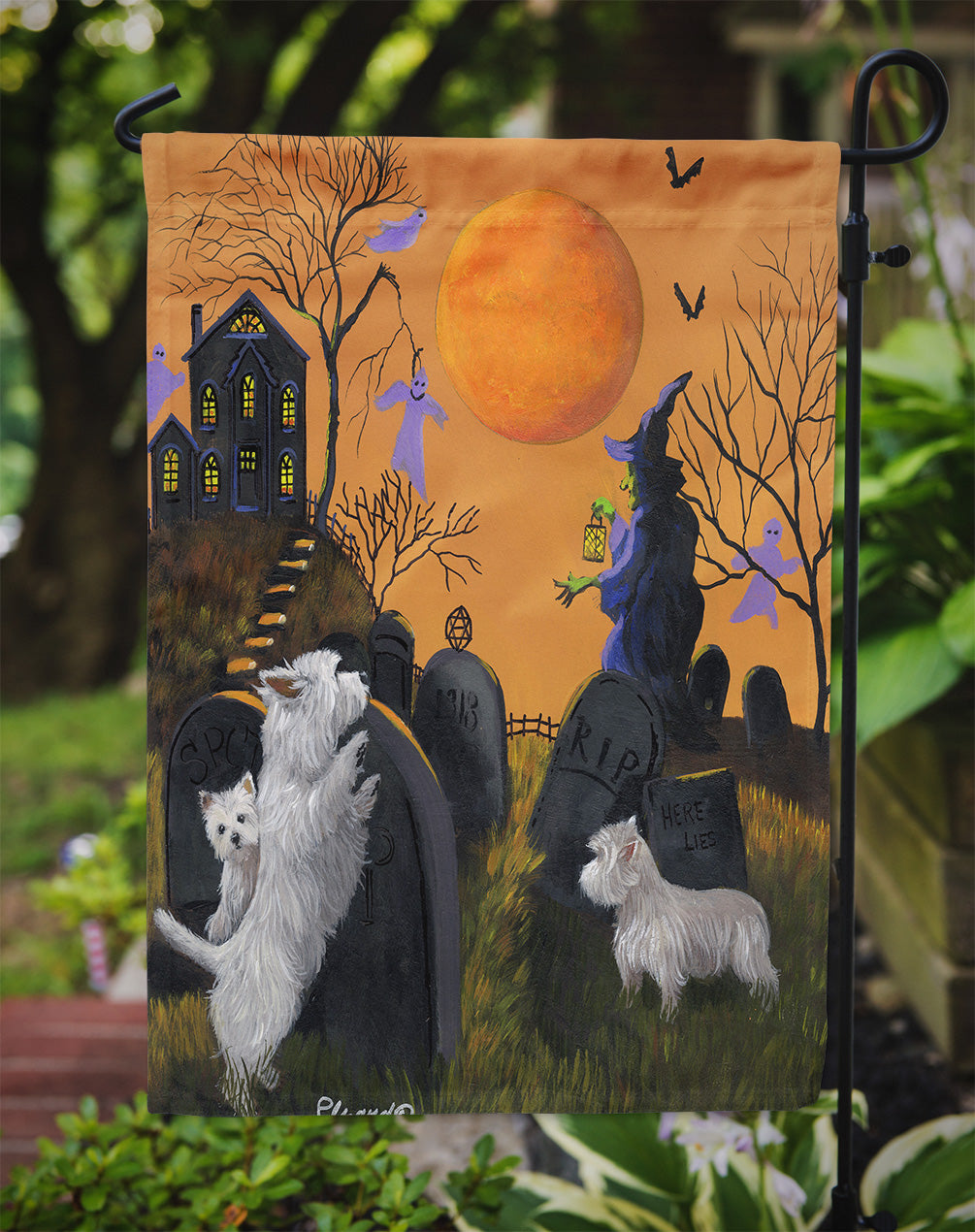 Westie Wicked Witch Flag Garden Size PPP3234GF