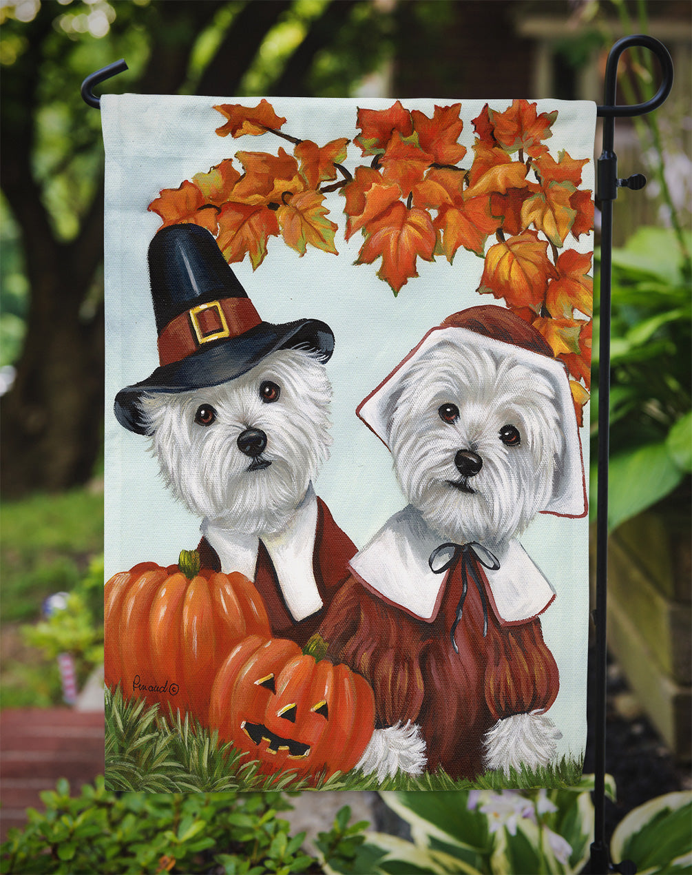 Westie Thanksgiving Pilgrims Flag Garden Size PPP3235GF